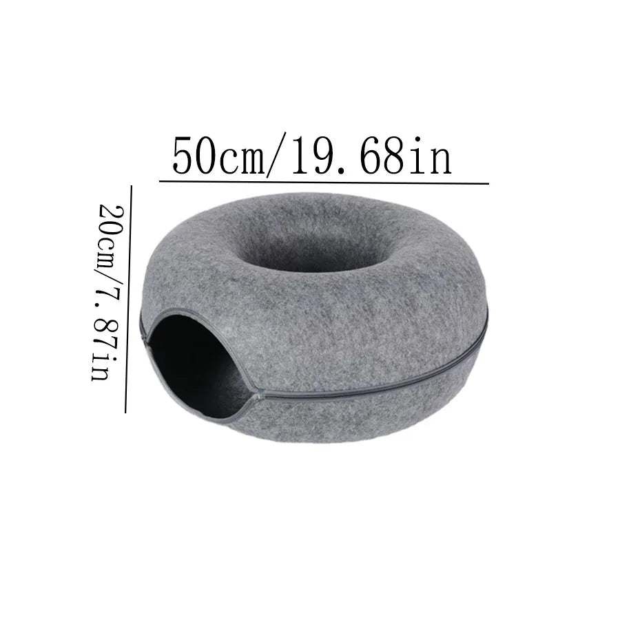 2-in-1 Donut Cat Tunnel Bed