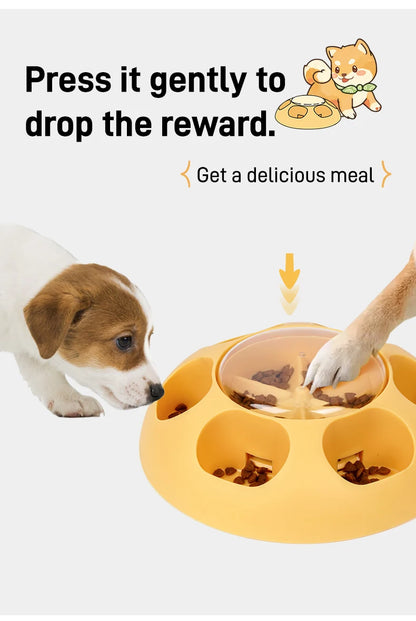 Pet Press Feeder Smart Interactive Controlled Feeding Fun Easy Convenient Automatic Timer Healthy Entertaining Training Puzzle