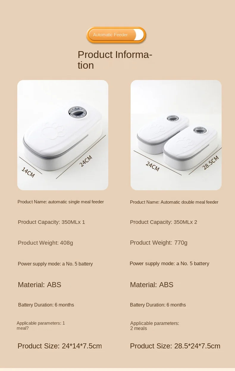 Single Automatic Pet Food Dispenser Bowl