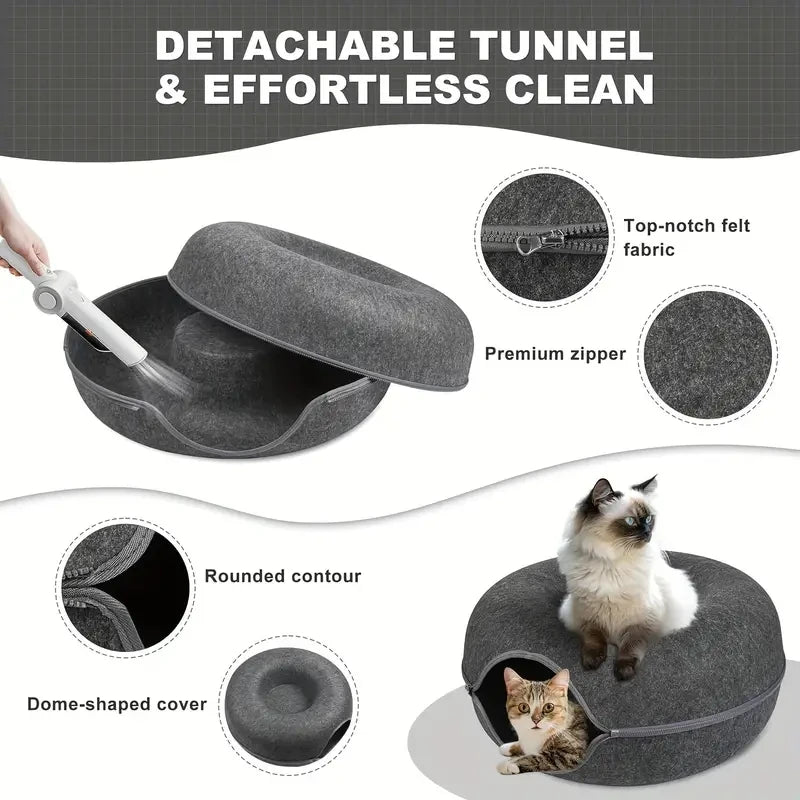2-in-1 Donut Cat Tunnel Bed