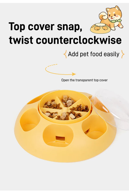 Pet Press Feeder Smart Interactive Controlled Feeding Fun Easy Convenient Automatic Timer Healthy Entertaining Training Puzzle
