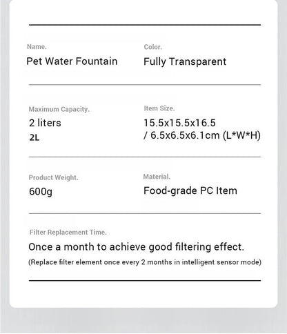 Auto Smart Cat Water Fountain