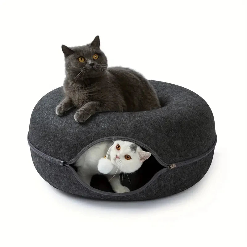 2-in-1 Donut Cat Tunnel Bed
