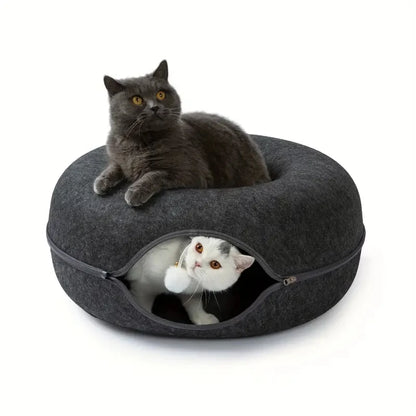 2-in-1 Donut Cat Tunnel Bed
