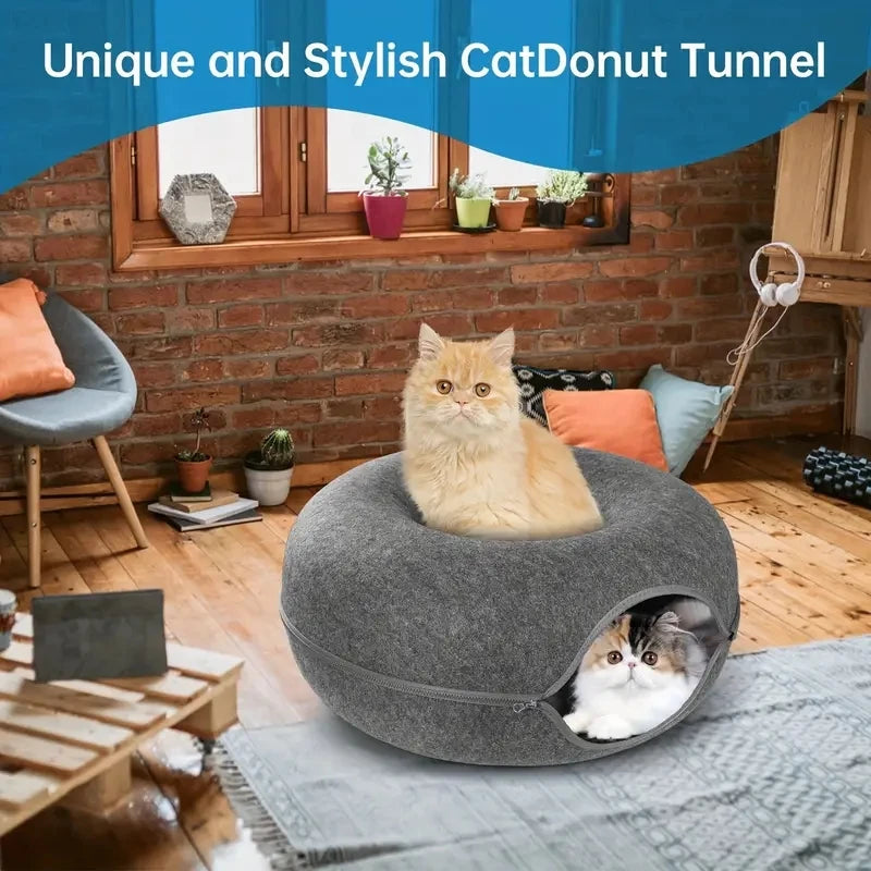 2-in-1 Donut Cat Tunnel Bed