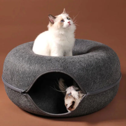 2-in-1 Donut Cat Tunnel Bed