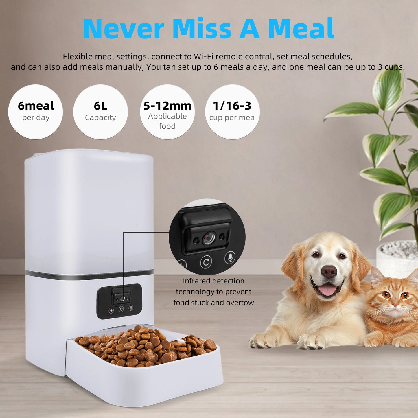 6L 5G Smart Camera APP Pet Feeder