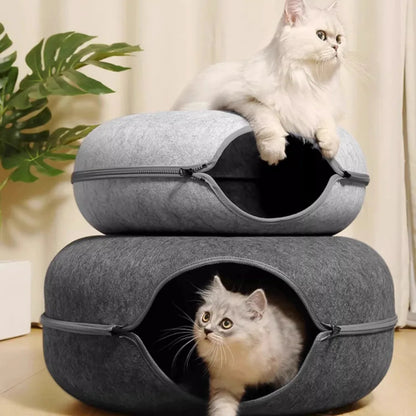 2-in-1 Donut Cat Tunnel Bed