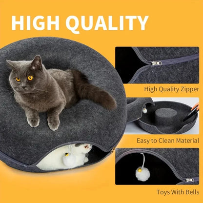 2-in-1 Donut Cat Tunnel Bed