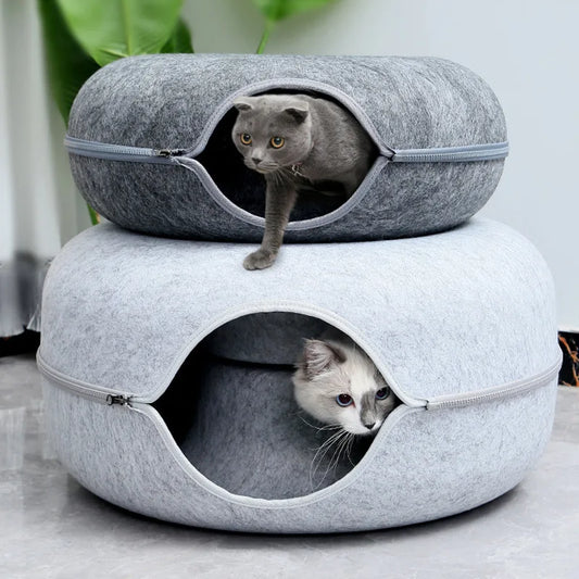 2-in-1 Donut Cat Tunnel Bed