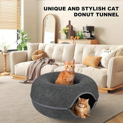 2-in-1 Donut Cat Tunnel Bed